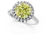 White gold Fancy Yellow Round Cut Diamond Cushion Halo Ring with Pavé Band_13