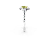 White gold Fancy Yellow Round Cut Diamond Cushion Halo Ring with Pavé Band_14