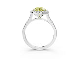 White gold Fancy Yellow Round Cut Diamond Cushion Halo Ring with Pavé Band_15
