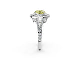 White gold Fancy Yellow Round Cut Diamond Double Halo Ring with Pavé Band and Prong Setting_54