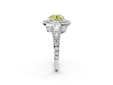 White gold Fancy Yellow Round Cut Diamond Double Halo Ring with Pavé Band and Prong Setting_66