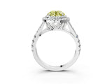 White gold Fancy Yellow Round Cut Diamond Double Halo Ring with Split Shank and Prong Setting_30