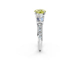White gold Fancy Yellow Round Cut Diamond Engagement Ring with Baguette Side Stones and Channel Set Band_31