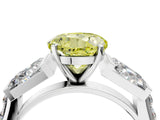 White gold Fancy Yellow Round Cut Diamond Engagement Ring with Baguette Side Stones and Channel Set Band_34