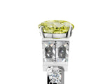 White gold Fancy Yellow Round Cut Diamond Engagement Ring with Baguette Side Stones and Channel Set Band_34