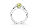 White gold Fancy Yellow Round  Cut Diamond Engagement Ring with Bezel Set Round Side Stones and Prong Setting_27