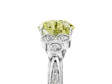 White gold Fancy Yellow Round  Cut Diamond Engagement Ring with Bezel Set Round Side Stones and Prong Setting_33