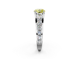 White gold Fancy Yellow Round  Cut Diamond Engagement Ring with Pavé Band and Four-Prong Setting_5