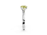 White gold Fancy Yellow Round Cut Diamond Engagement Ring with Side Stone Accents and Four-Prong Setting_14