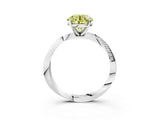 White gold Fancy Yellow Round Cut Diamond Engagement Ring with Side Stone Accents and Four-Prong Setting_15