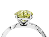 White gold Fancy Yellow Round Cut Diamond Engagement Ring with Side Stone Accents and Four-Prong Setting_16
