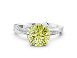 White gold Fancy Yellow Round Cut Diamond Engagement Ring with Side Stone Accents and Four-Prong Setting_24
