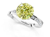 White gold Fancy Yellow Round Cut Diamond Engagement Ring with Side Stone Accents and Four-Prong Setting_25