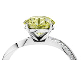 White gold Fancy Yellow Round Cut Diamond Engagement Ring with Side Stone Accents and Four-Prong Setting_28