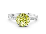 White gold Fancy Yellow Round Cut Diamond Engagement Ring with Side Stone Accents and Four-Prong Setting_36