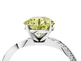 White gold Fancy Yellow Round Cut Diamond Engagement Ring with Side Stone Accents and Four-Prong Setting_40