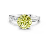 White gold Fancy Yellow Round Cut Diamond Engagement Ring with Side Stone Accents and Four-Prong Setting_96