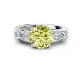 White gold Fancy Yellow Round  Cut Diamond Five-Stone Prong Set White Gold Ring_59