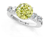 White gold Fancy Yellow Round  Cut Diamond Five-Stone Prong Set White Gold Ring_64