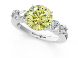 White gold Fancy Yellow Round  Cut Diamond Five-Stone Prong Set White Gold Ring_76