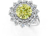 White gold Fancy Yellow Round Cut Diamond Floral Double Halo Engagement Ring with Prong Setting_49