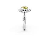 White gold Fancy Yellow Round  Cut Diamond Floral Halo Pave Band with Prong Setting_2
