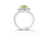 White gold Fancy Yellow Round  Cut Diamond Floral Halo Pave Band with Prong Setting_3