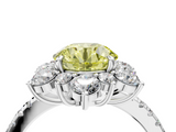 White gold Fancy Yellow Round  Cut Diamond Floral Halo Pave Band with Prong Setting_4