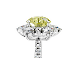 White gold Fancy Yellow Round  Cut Diamond Floral Halo Pave Band with Prong Setting_5