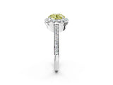 White gold Fancy Yellow Round Cut Diamond Floral Halo Ring with Pavé Band and Prong Setting_9