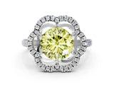 White gold Fancy Yellow Round Cut Diamond Floral Halo Split Shank Prong Setting Ring_12