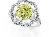 White gold Fancy Yellow Round Cut Diamond Floral Halo Split Shank Prong Setting Ring_13