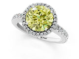 White gold Fancy Yellow Round Cut Diamond Halo Engagement Ring with Pavé Band and Prong Setting_52