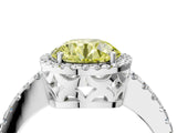 White gold Fancy Yellow Round Cut Diamond Halo Engagement Ring with Pavé Band and Prong Setting_55