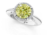White gold Fancy Yellow Round  Cut Diamond Halo Engagement Ring with Split Shank and Four-Prong Setting_30