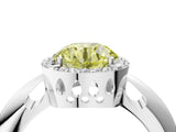 White gold Fancy Yellow Round  Cut Diamond Halo Engagement Ring with Split Shank and Four-Prong Setting_33