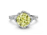 White gold Fancy Yellow Round Cut Diamond Halo Pave Band with Four-Prong Setting_3