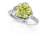 White gold Fancy Yellow Round Cut Diamond Halo Pave Band with Four-Prong Setting_4
