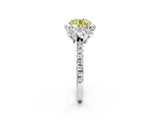 White gold Fancy Yellow Round Cut Diamond Halo Pave Band with Four-Prong Setting_5