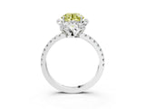 White gold Fancy Yellow Round Cut Diamond Halo Pave Band with Four-Prong Setting_6