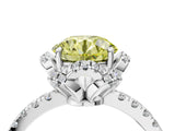 White gold Fancy Yellow Round Cut Diamond Halo Pave Band with Four-Prong Setting_7