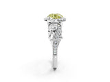 White gold Fancy Yellow Round Cut Diamond Halo Ring with Milgrain Pavé Band and Four-Prong Setting_31