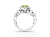 White gold Fancy Yellow Round Cut Diamond Halo Ring with Milgrain Pavé Band and Four-Prong Setting_32