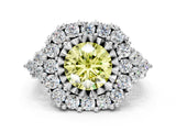 White gold Fancy Yellow Round Cut Diamond Halo Ring with Pavé Band and Four-Prong Setting_28