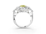 White gold Fancy Yellow Round Cut Diamond Halo Ring with Pavé Band and Four-Prong Setting_32
