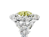 White gold Fancy Yellow Round Cut Diamond Halo Ring with Pavé Band and Four-Prong Setting_33