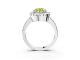 White gold Fancy Yellow Round Cut Diamond Halo Ring with Pavé Band and Prong Setting_27
