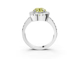 White gold Fancy Yellow Round Cut Diamond Halo Ring with Pavé Band and Prong Setting_52
