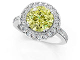White gold Fancy Yellow Round Cut Diamond Halo Ring with Pavé Band and Prong Setting_61