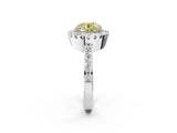 White gold Fancy Yellow Round Cut Diamond Halo Ring with Pavé Band and Prong Setting_63